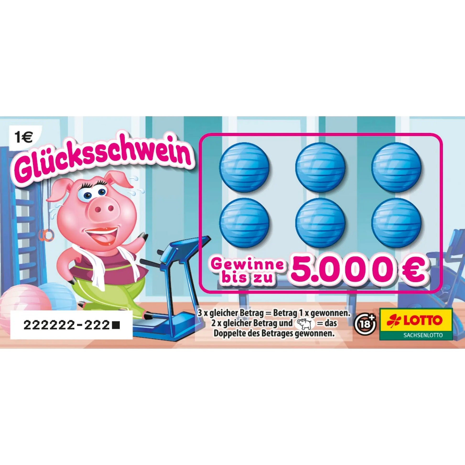 Rubbellos Glücksschwein mit dem Motiv Fitness