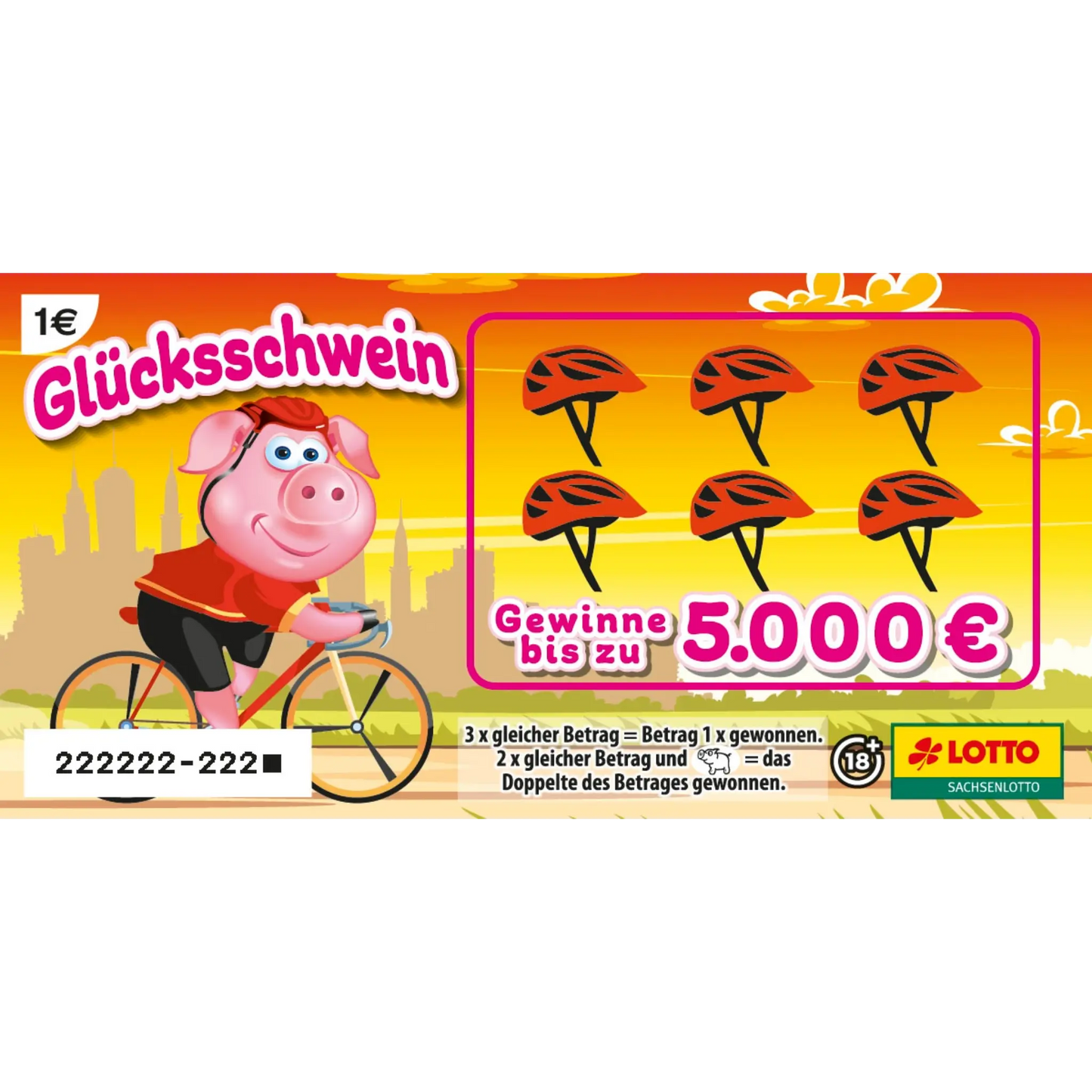 Rubbellos Glücksschwein mit dem Motiv Fahrrad 