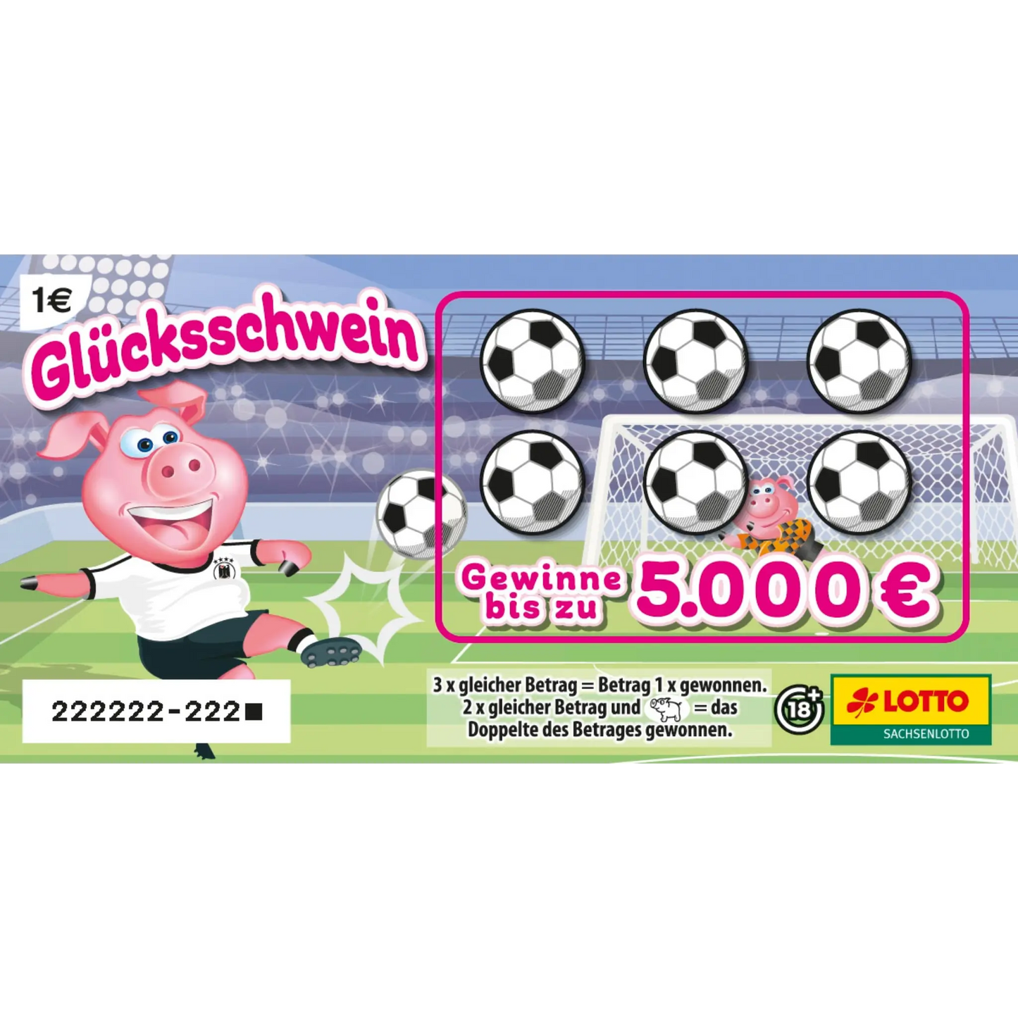 Rubbellos Glücksschwein mit dem Motiv Fußball