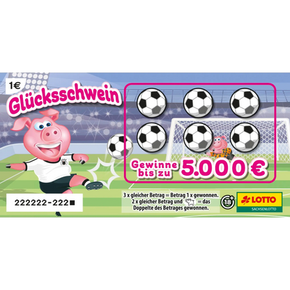 Rubbellos Glücksschwein mit dem Motiv Fußball